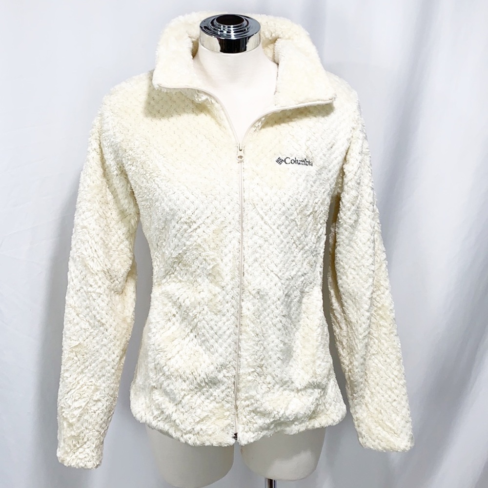 Columbia Cream White Full Zip Sherpa Fleece Jacket